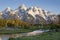 Grand Tetons mountains with river below