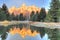 Grand Tetons sunrise over frozen lake - Schwabachers Landing , S