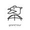 grand tour icon. Trendy modern flat linear vector grand tour icon on white background from thin line Architecture and Travel coll