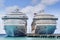 Grand Turk, Turks and Caicos - April 03 2014: Carnival Liberty and Carnival Victory cruise ships docked in the Grand Turk Cruise P