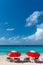 Grand Turk, Turks and Caicos - December 29, 2015: summer seaside beach with sunbed and umbrella