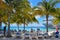 Grand Turk, Turks and Caicos Islands - April 03 2014: Carnival Cruise Ship passengers in Grand Turk at Cruise Center Beach