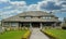 Grand Upscale Modern Home House Maison Porch Cumulus Sky Background