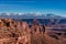 Grand view of Marlboro Point overlook in Canyonlands National Park and La Sal Mountain on the background