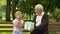 Granddad gives birthday present to grandson, dreams come true, child happiness