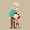 Granddaughter hugging his grandfather