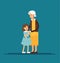 Granddaughter hugging his grandmother. Vector illustration