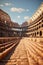 grandeur of history with a wide shoot capturing the Colosseum\\\'s expansive interior.