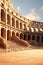 grandeur of history with a wide shoot capturing the Colosseum\\\'s expansive interior.