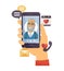 Grandfather calling - modern vector cartoon character illustration