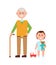 Grandfather Grandson Banner Vector Illustration