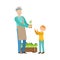 Grandfather And Grandson Gardening, Part Of Grandparent Grandchild Passing Time Together Set Illustrations