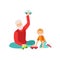 Grandfather And Grandson Playing Toy Cars, Part Of Grandparent Grandchild Passing Time Together Set Illustrations