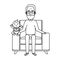 grandfather lifting little baby in the sofa characters