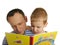 Grandfather read book with grandson