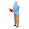 Grandfather read book icon, isometric style