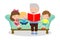 Grandfather reading fairy tales to his grandchildren, reading and telling book fairy tale story