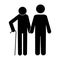 Grandfather silhouette with his son. Vector image. Grandfather with his son on a walk. Stock Photo