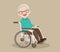 grandfather sitting on wheelchair disabled senior gentleman posing in a wheelchair,