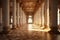 Grandiose 3D Column Wallpaper in an Old Palace Interior, generative Ai