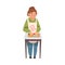 Grandma in Glasses Standing at Table Cooking Vector Illustration