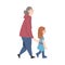 Grandma and Granddaughter Spending Pastime Time Together, Grandparent Walking with her Grandchild Cartoon Style Vector