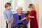 Grandma Receiving Flowers from Grandchildren.