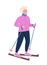 Grandma skiing semi flat color vector character