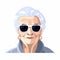 Grandma wearing sunglasses vector isolated illustration