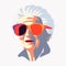 Grandma wearing sunglasses vector isolated illustration