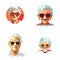 Grandma wearing sunglasses vector isolated set illustration