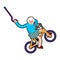 Grandmother on bicycle. Grandma on BMX. Old lady Modern. Vector