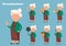 Grandmother cartoon character, set of seven poses