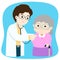 Grandmother checkup with doctor cartoon vector