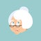 Grandmother confused emotions. Face Grandma is perplexed emoji.