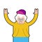 Grandmother cool. Grandma Rock Hand sign. Old lady In cap. Vector illustration