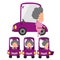 Grandmother driving car alone cartoon character illustration set