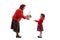 Grandmother giving a basket of flowers to her granddaughter