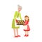 Grandmother And Granddaughter Baking Cookies, Part Of Grandparent Grandchild Passing Time Together Set Illustrations