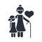 Grandmother and granddaughter hugging characters family day, icon in silhouette style