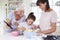 Grandmother, Granddaughter And Mother Baking Cake In Kitchen