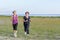 Grandmother and granddaughter running together