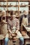 Grandmother and grandfather with granddaughter making pottery