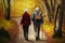 Grandmother and grandfather are walking together. A couple of pensioners. AI Generated