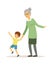 Grandmother and grandson. Happy family walking, baby boy and elderly woman. Smiling child with woman vector characters