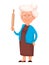 Grandmother holding rolling pin. Cute cartoon character.