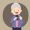 Grandmother holds a phone in his hand. Vector illustration in cartoon style,Happy senior woman messaging on mobile smartphone.