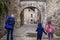 Grandmother with kids explore Perouges timeless charm, family travel