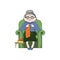 Grandmother knits in a chair. Vector color