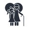 Grandmother and little daughter in love heart family day, icon in silhouette style